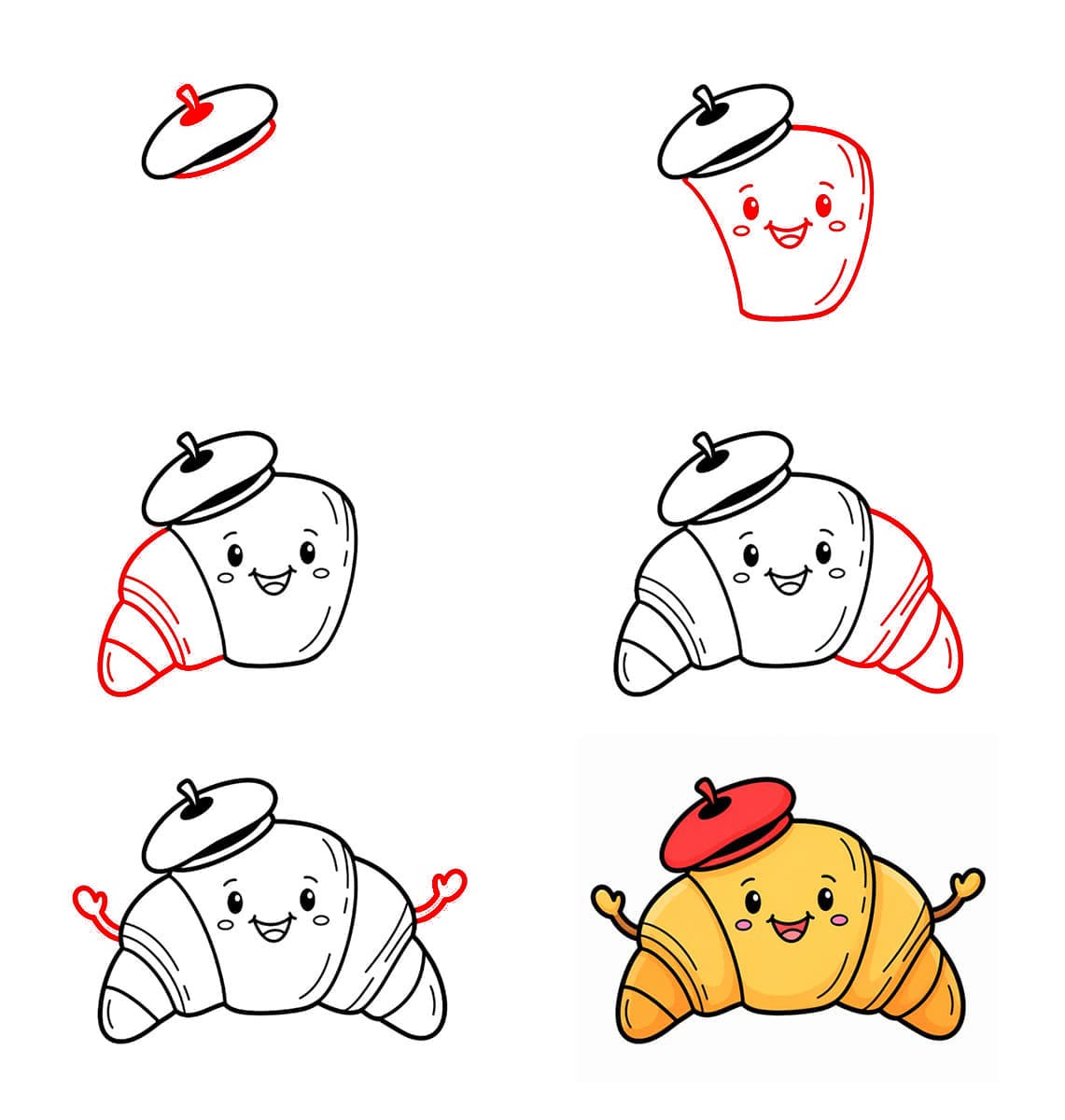 Croissant avec un béret dessin