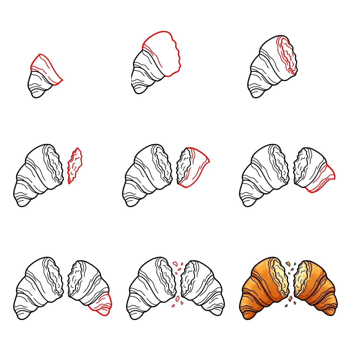 Croissant cassé dessin