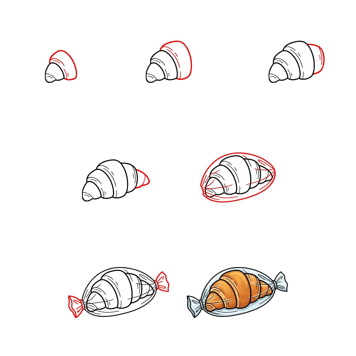 Croissant emballé dessin