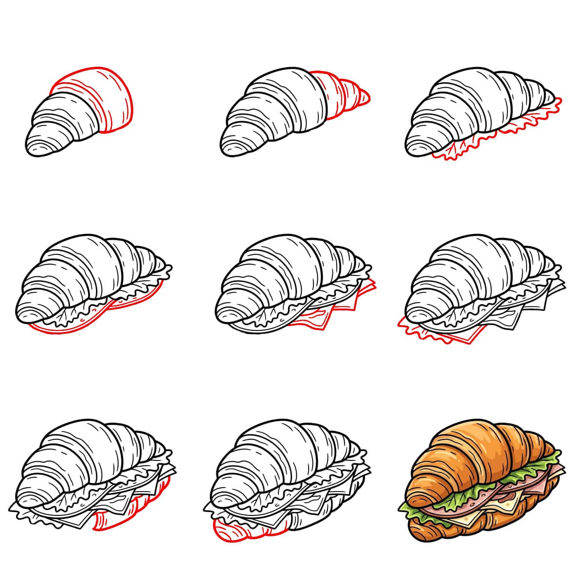 Croissant sandwich dessin
