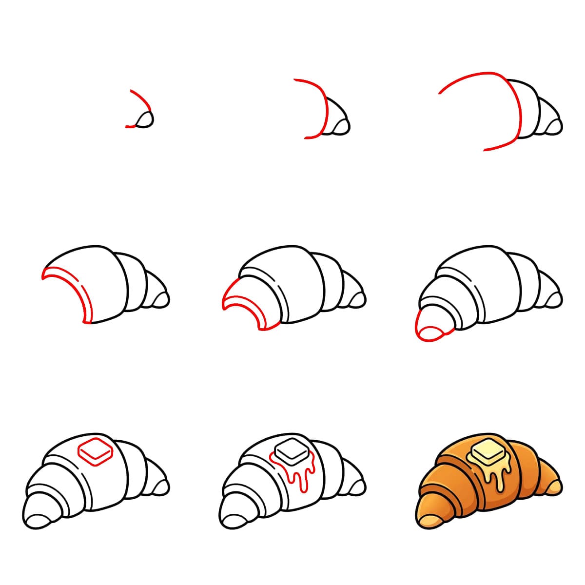 Croissant saupoudré de sucre glace dessin