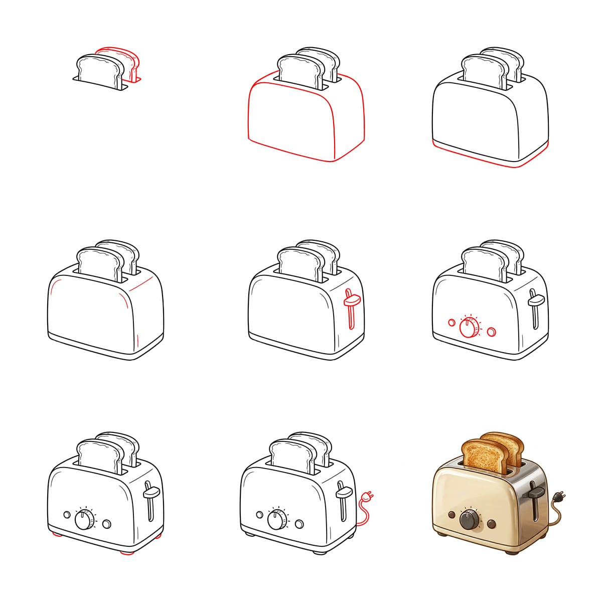 Grille-pain marron terreux dessin