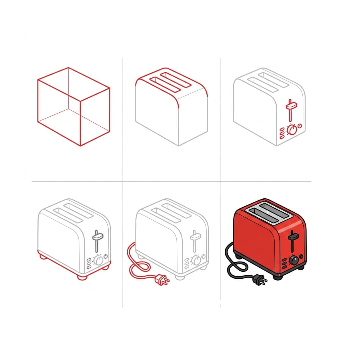 Grille-pain rouge vif dessin
