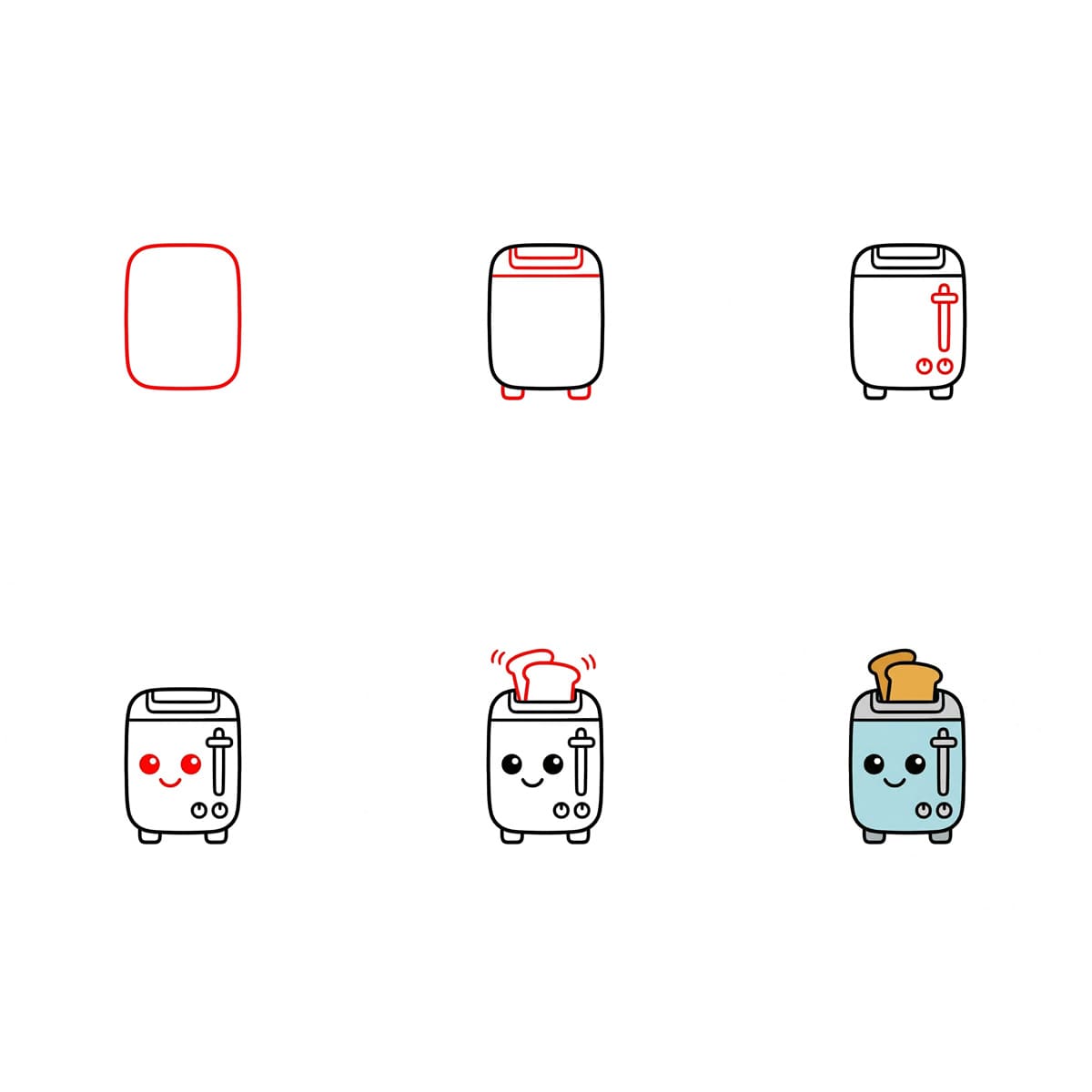 Mini grille-pain turquoise dessin