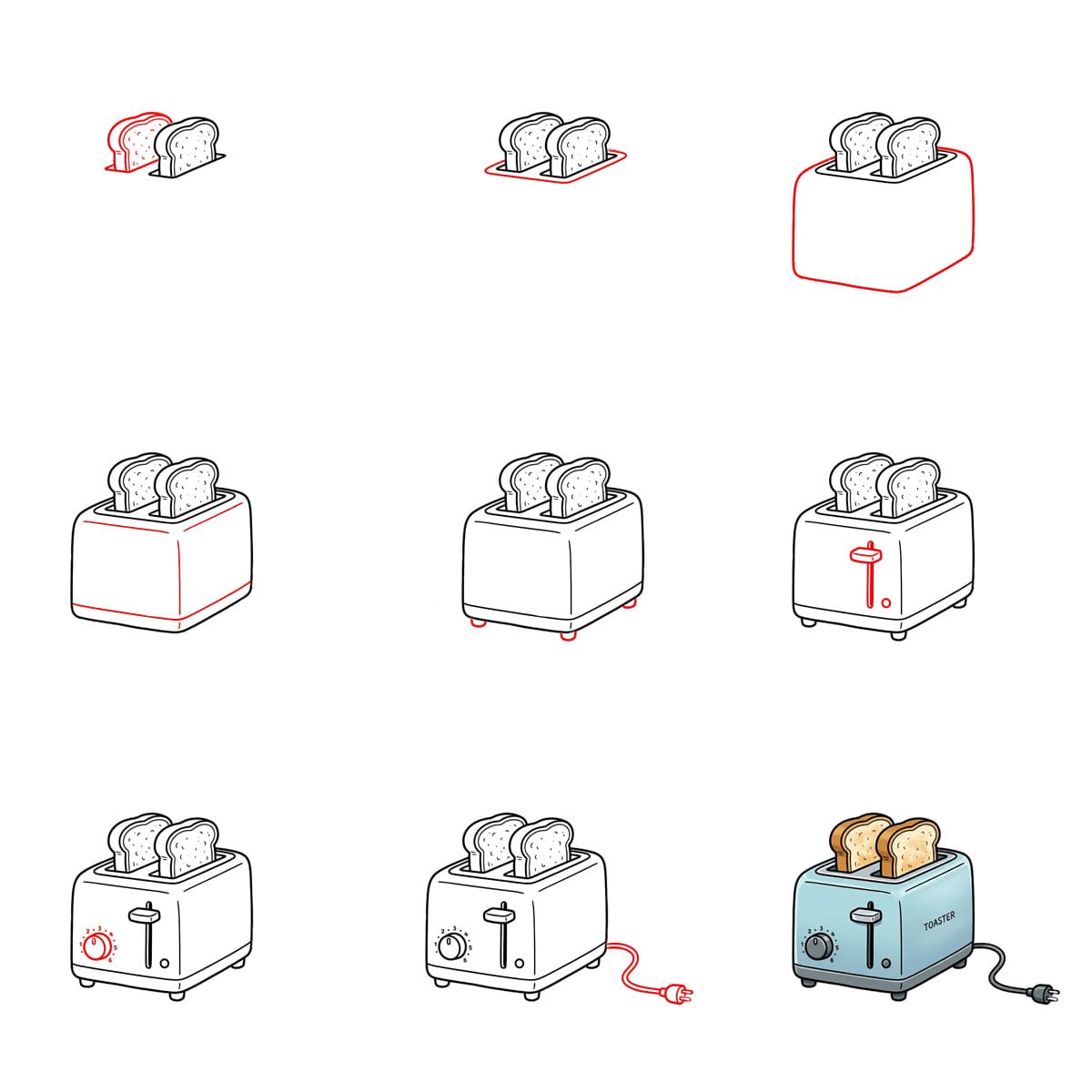Petit grille-pain pastel dessin
