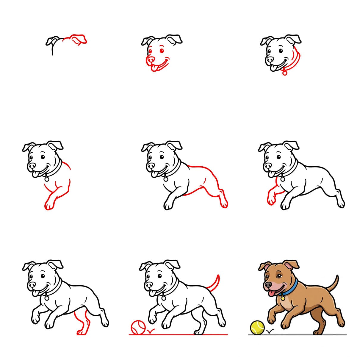 Pitbull qui joue dessin