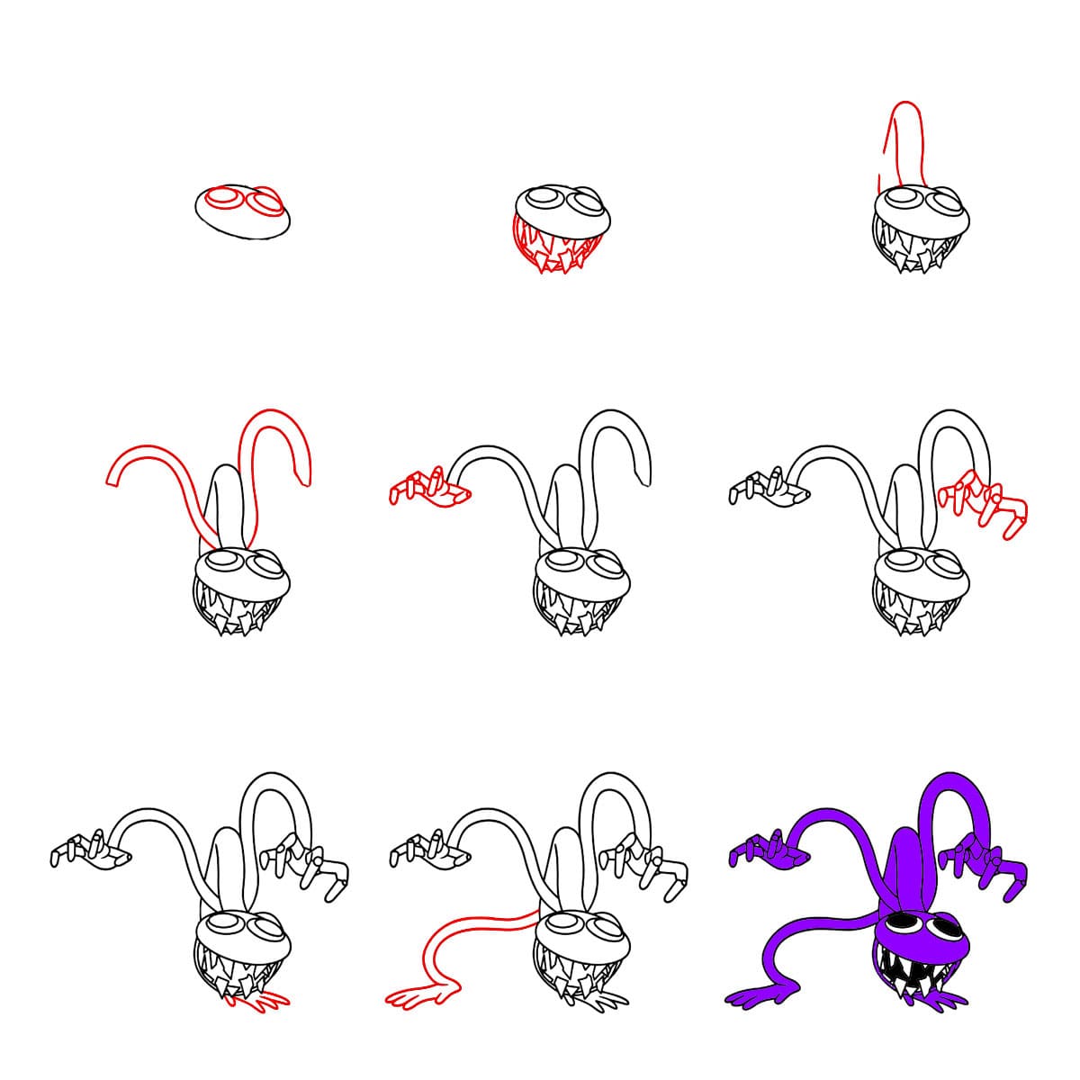 Purple Rainbow Friend effrayant dessin