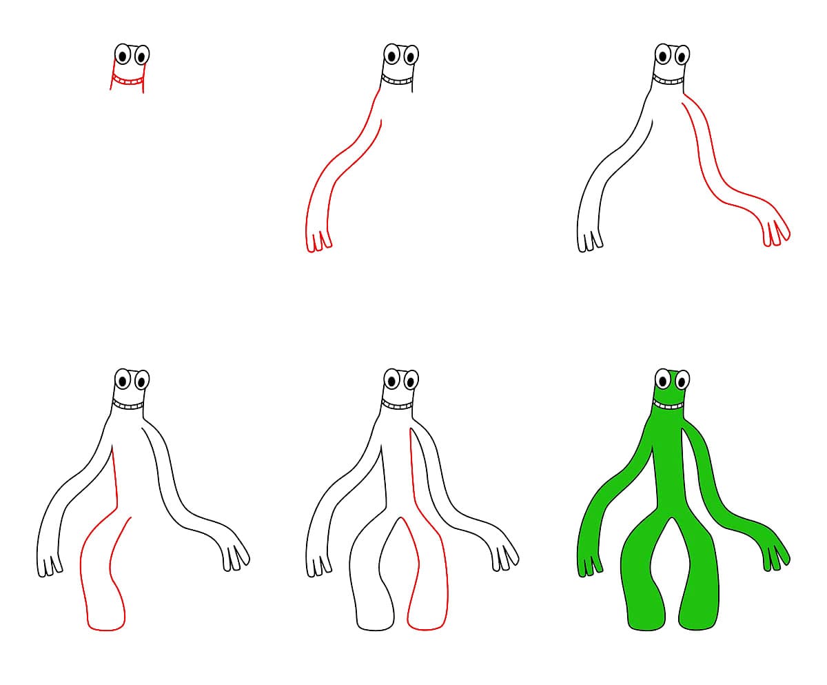 Simple Green Rainbow Friend dessin