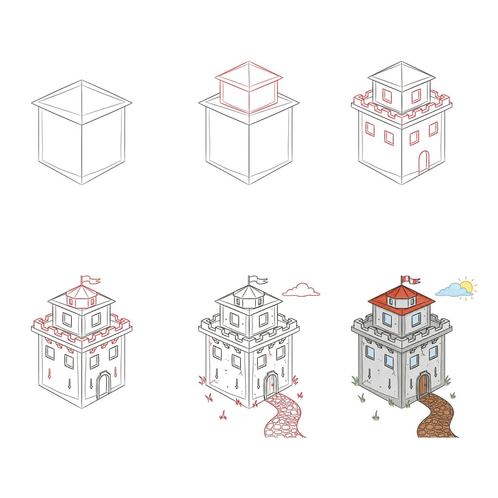 Tour en pierre dessin