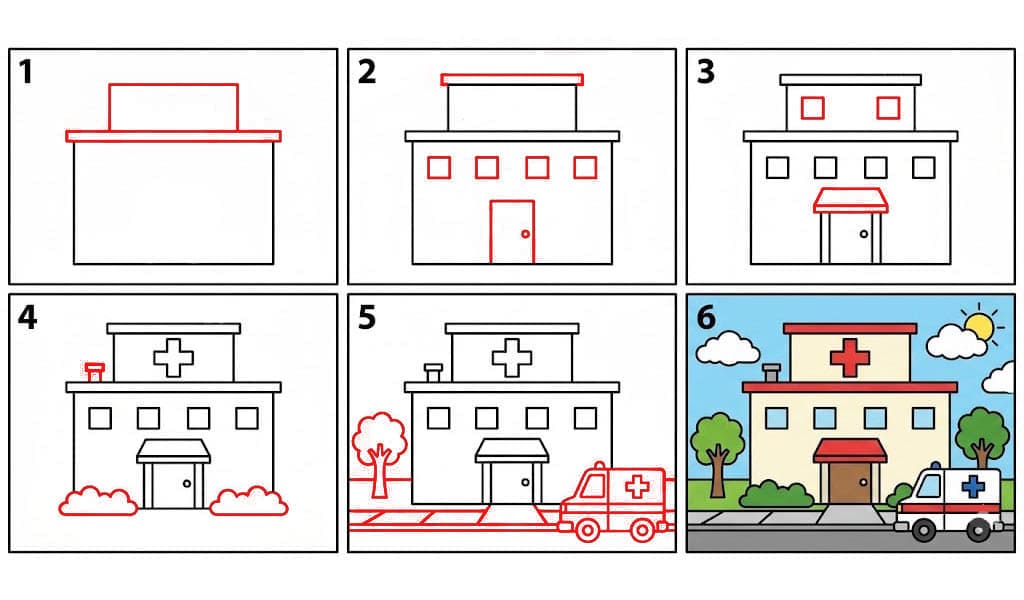 Bâtiment d'hôpital simple dessin
