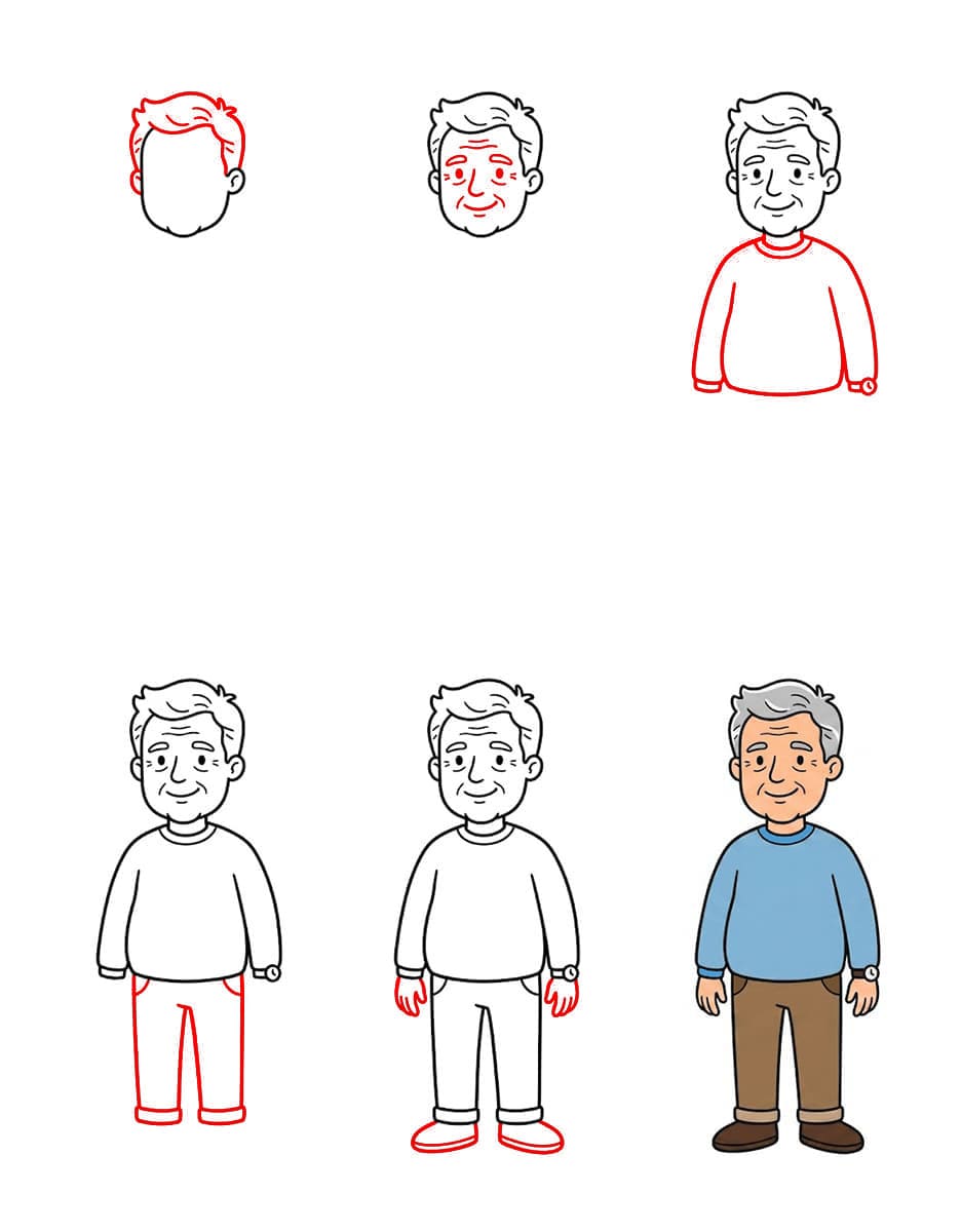 Homme d'âge mûr dessin