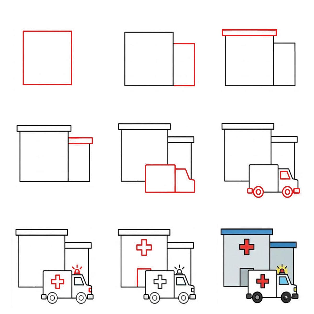 Hôpital et ambulance gratuits dessin