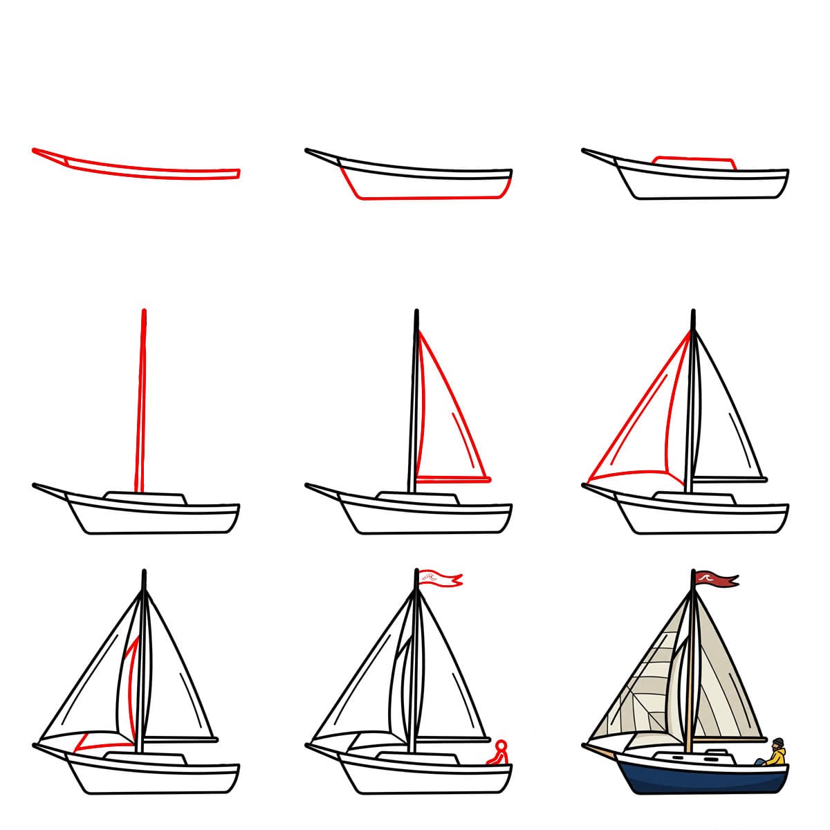 Motif de voilier à imprimer dessin