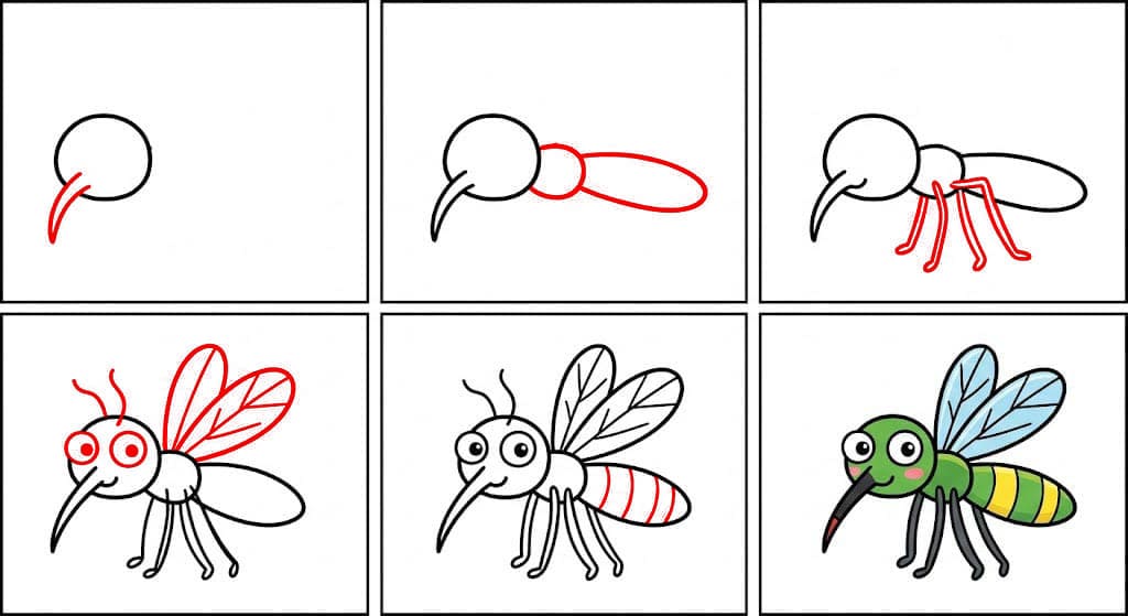 Moustique coloré dessin