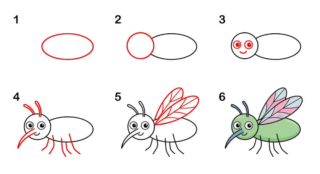 Moustique pour enfants facile dessin
