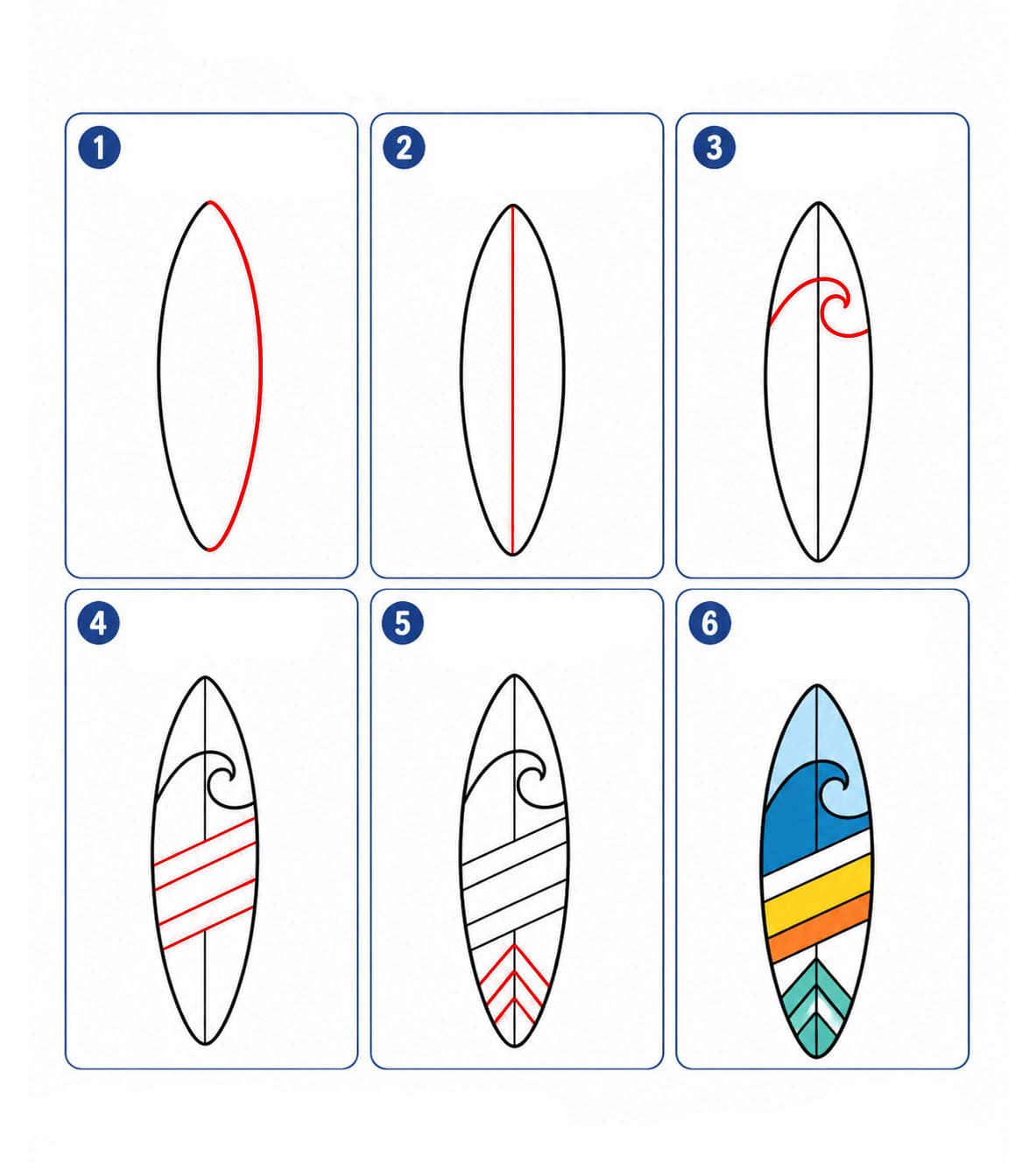 Planche de surf à motifs géométriques dessin