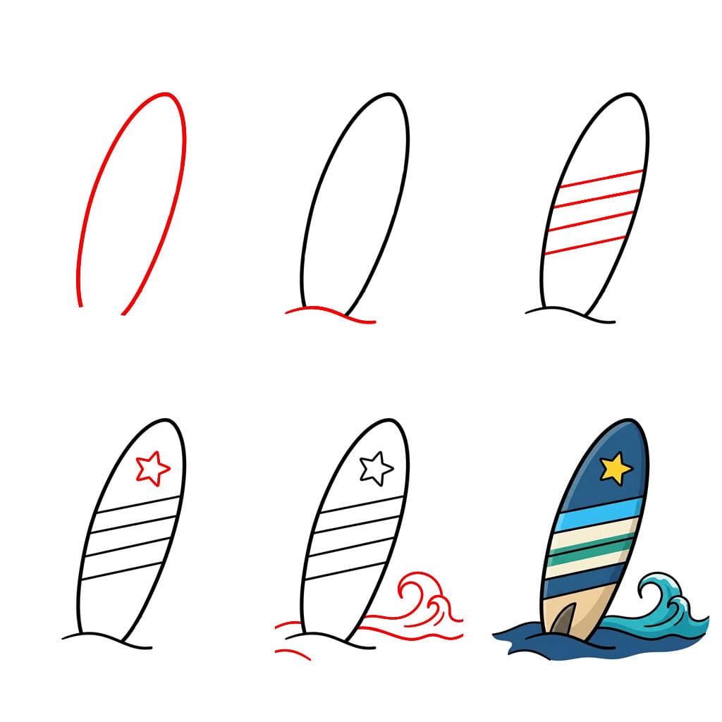 Planche de surf brise tropicale dessin