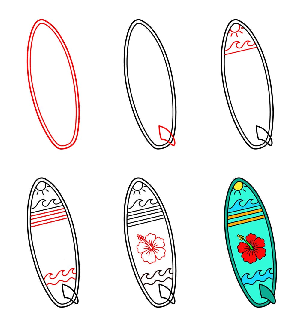 Planche de surf décorative dessin