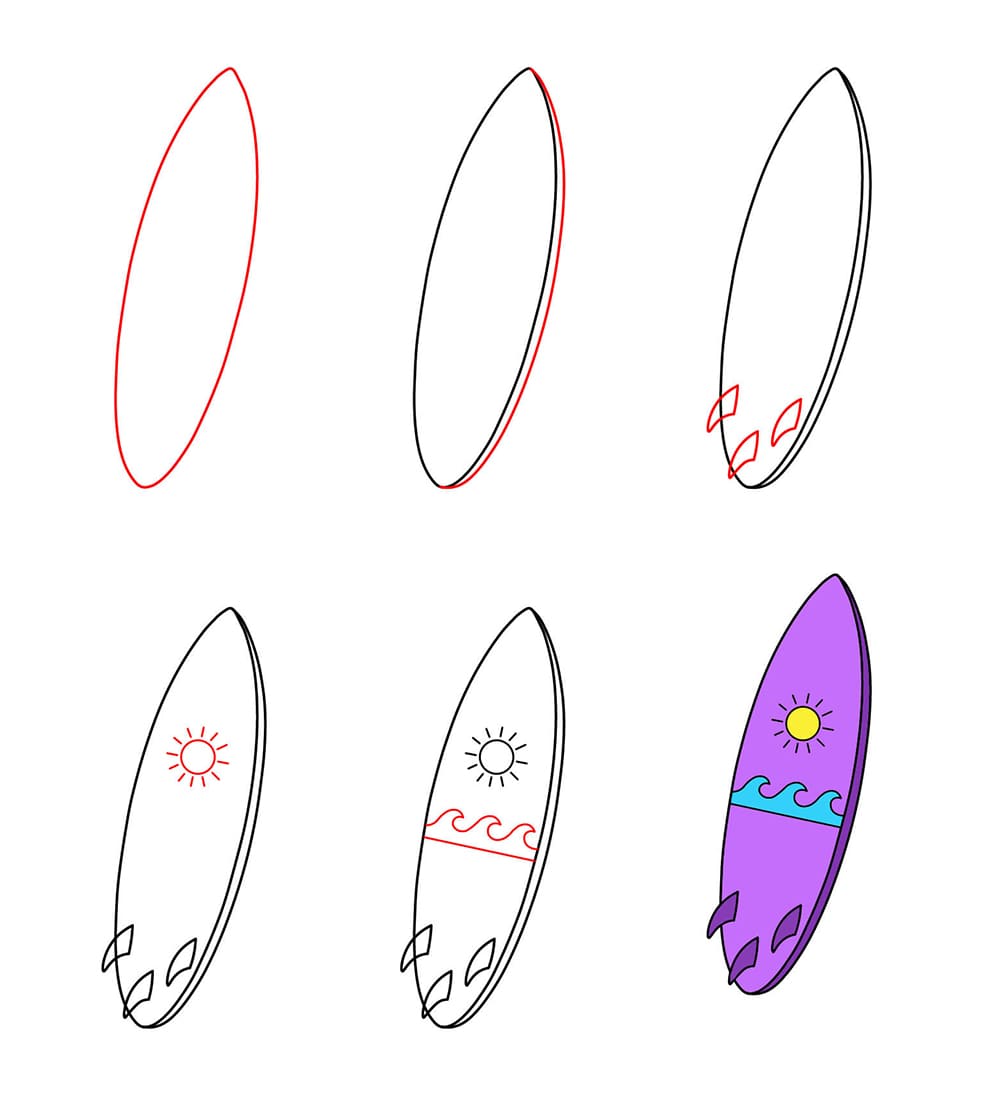Planche de surf facile dessin