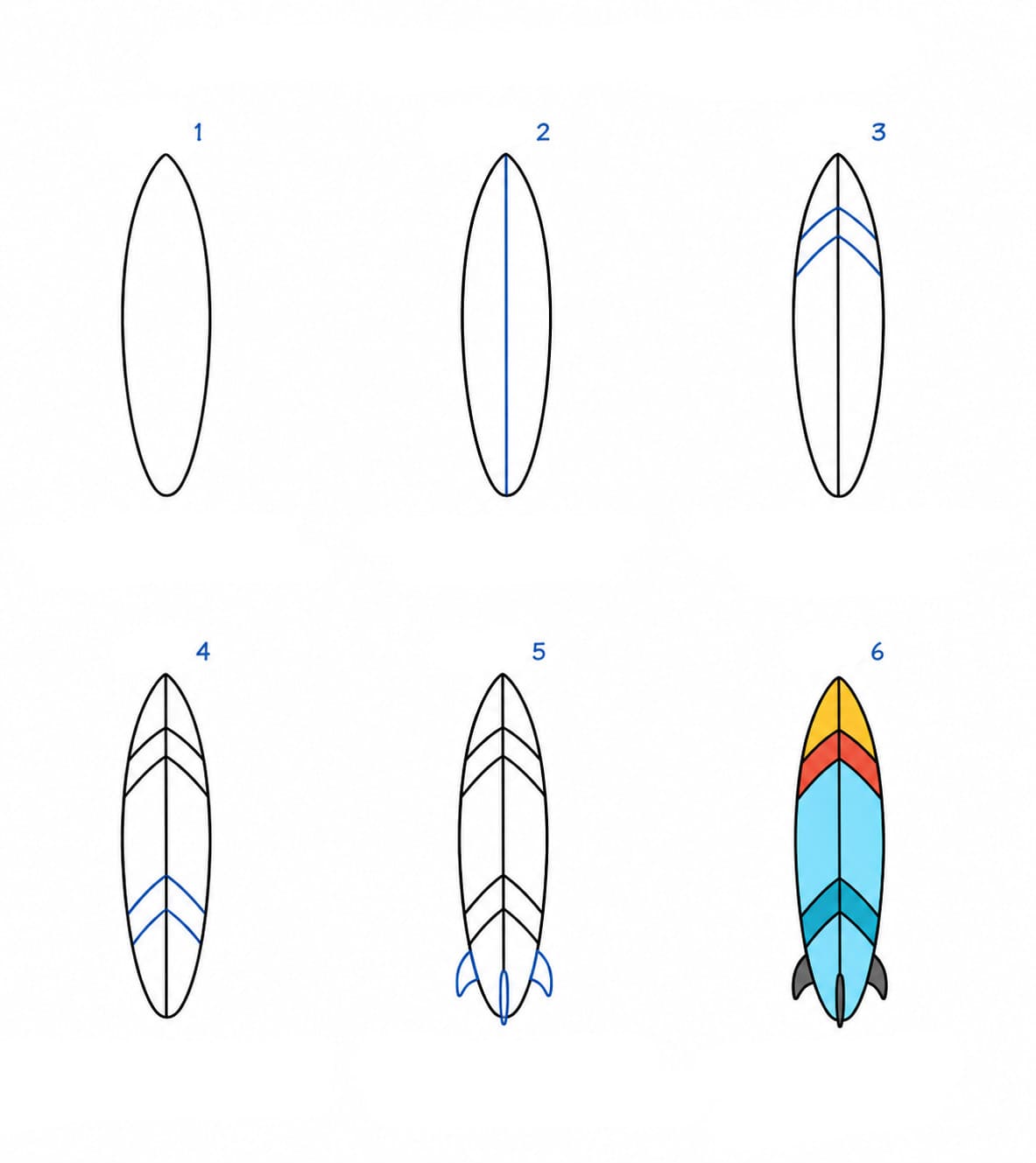 Planche de surf minimaliste dessin