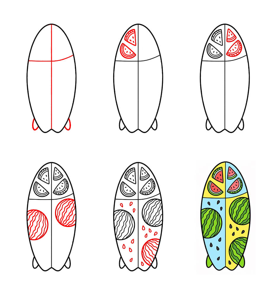 Planche de surf pastèque dessin