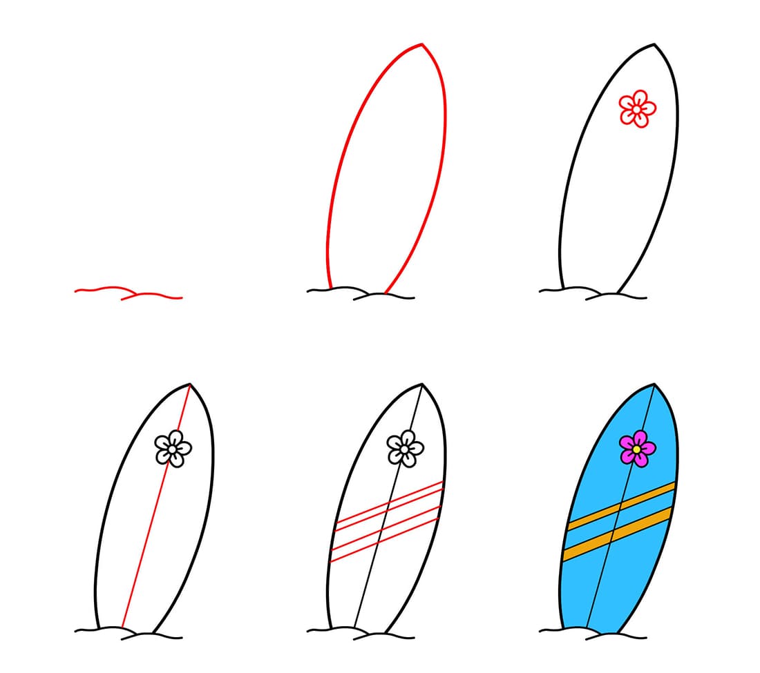Planche de surf plage dessin