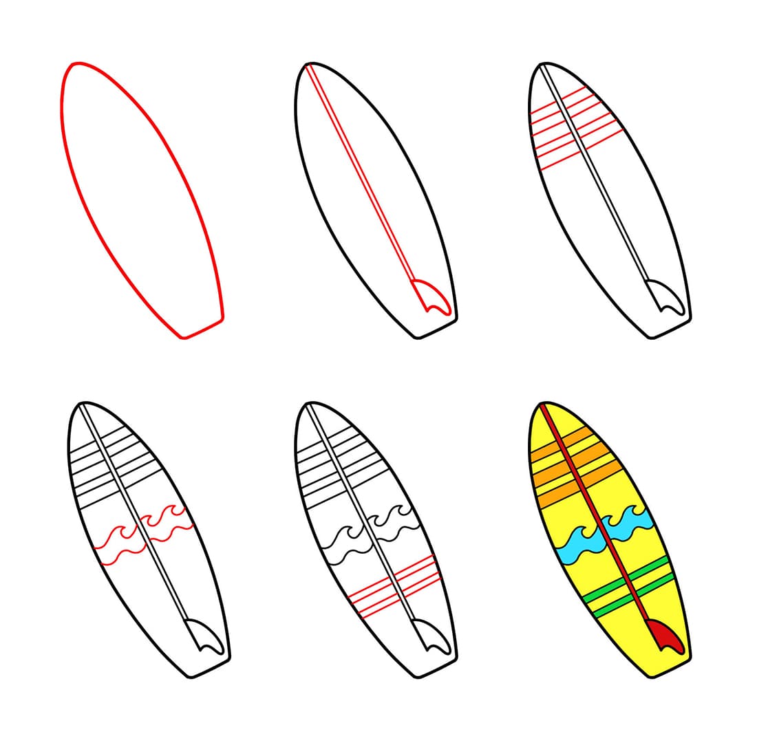 Planche de surf stylée dessin