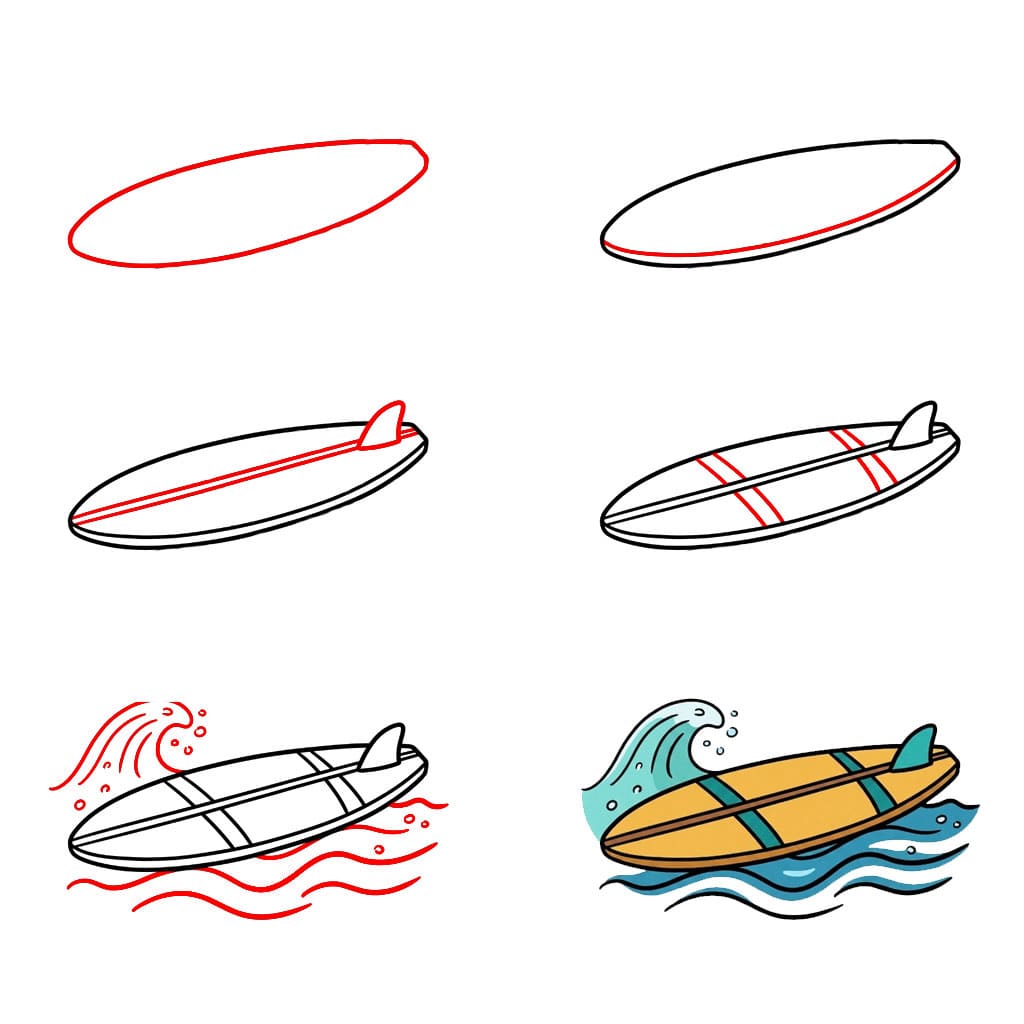 Planche de surf surf vague dessin