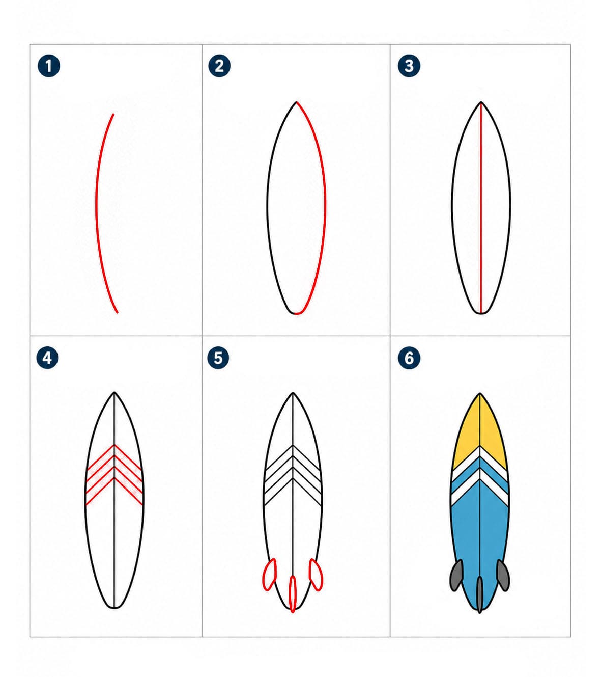 Planche de surf symbole étoile dessin