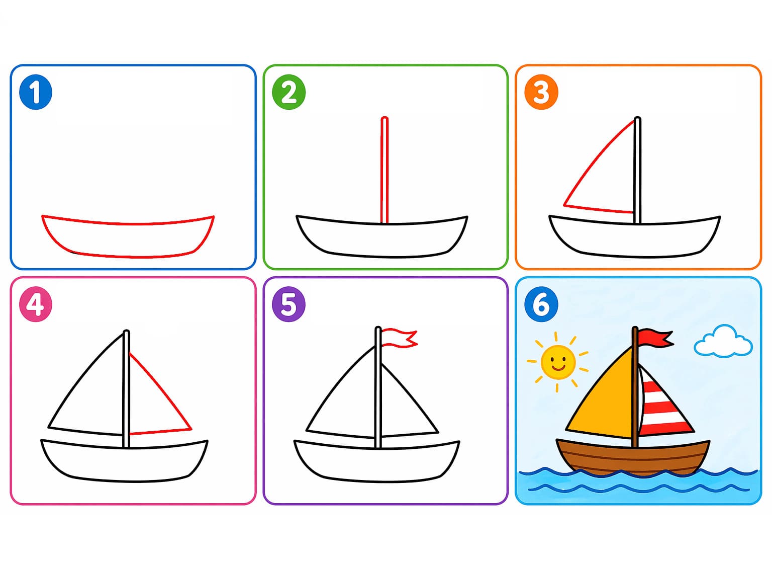 Voilier en mer dessin