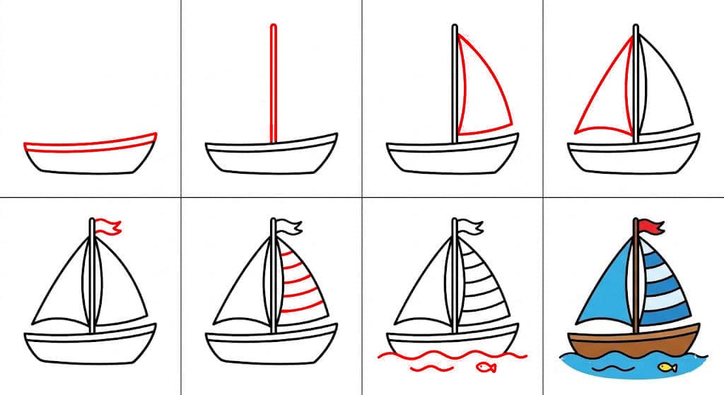 Voilier pour enfants facile dessin