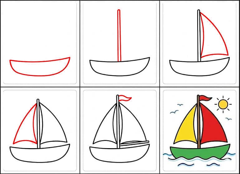 Voilier pour la maternelle dessin