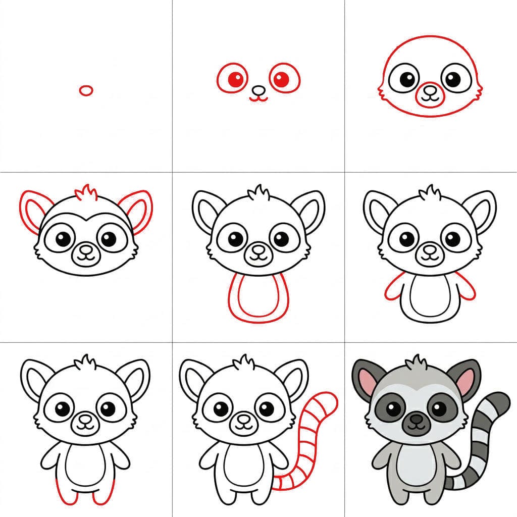 Adorable lémurien dessin