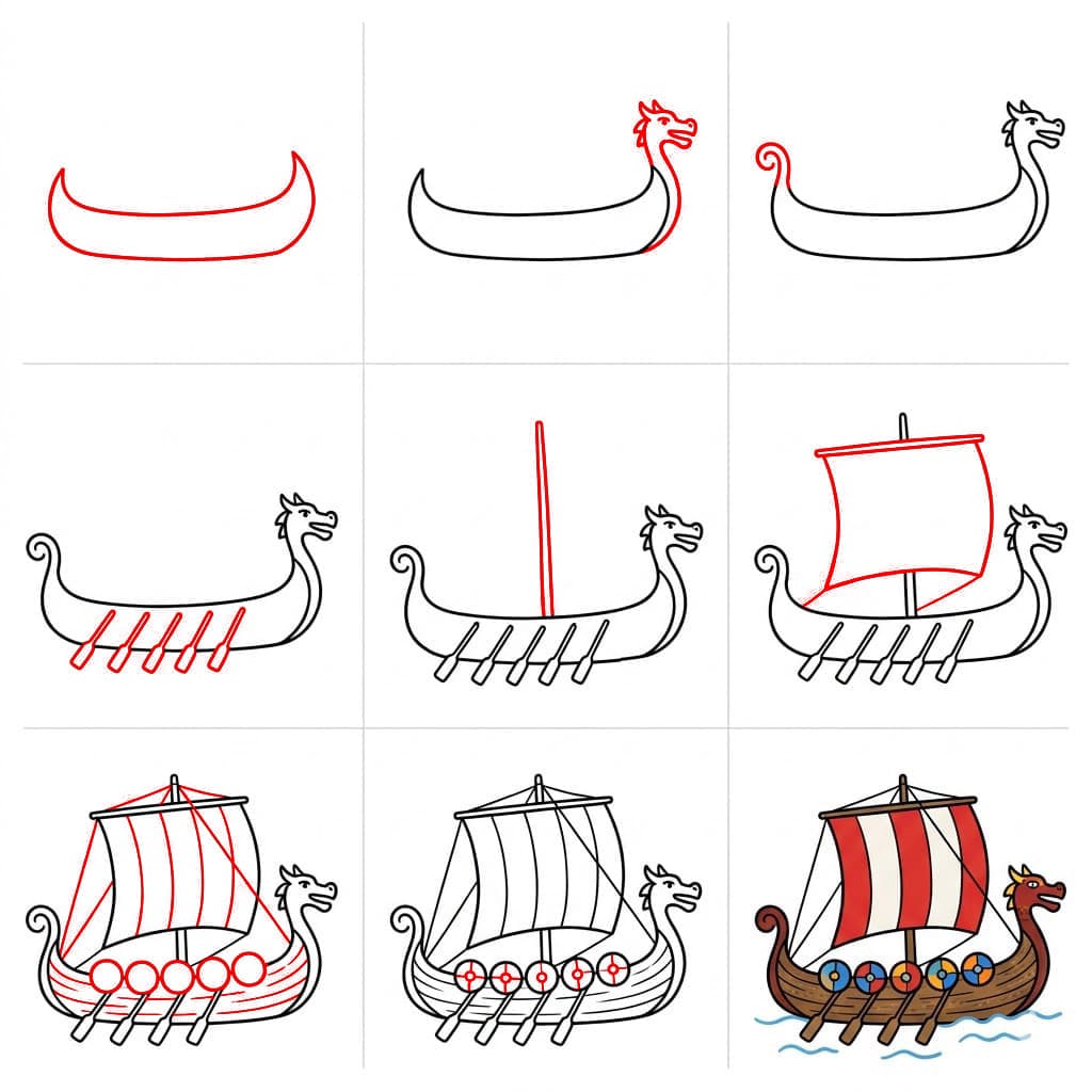 Ancien bateau viking dessin