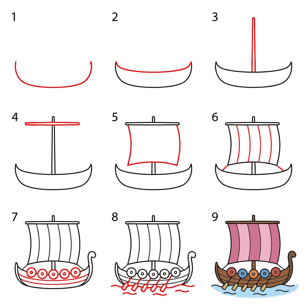 Bateau viking basique dessin