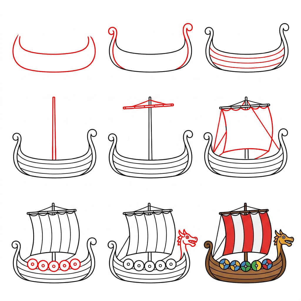Bateau viking classique dessin