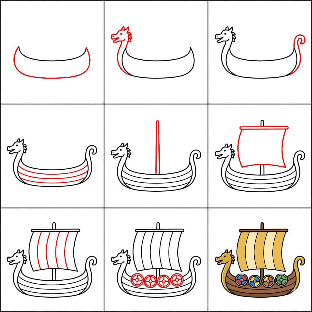 Bateau viking pour enfants dessin