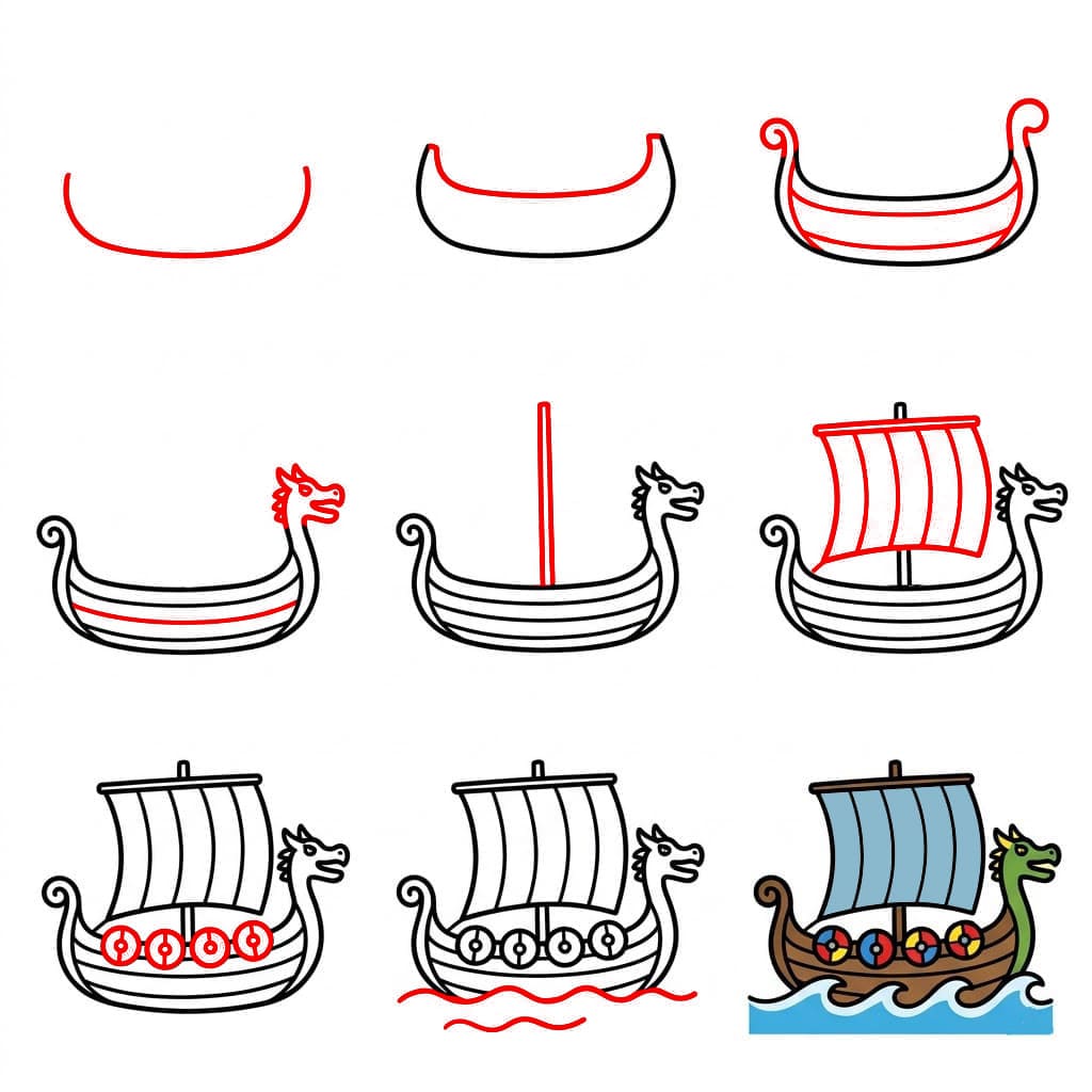 Bateau viking simple dessin