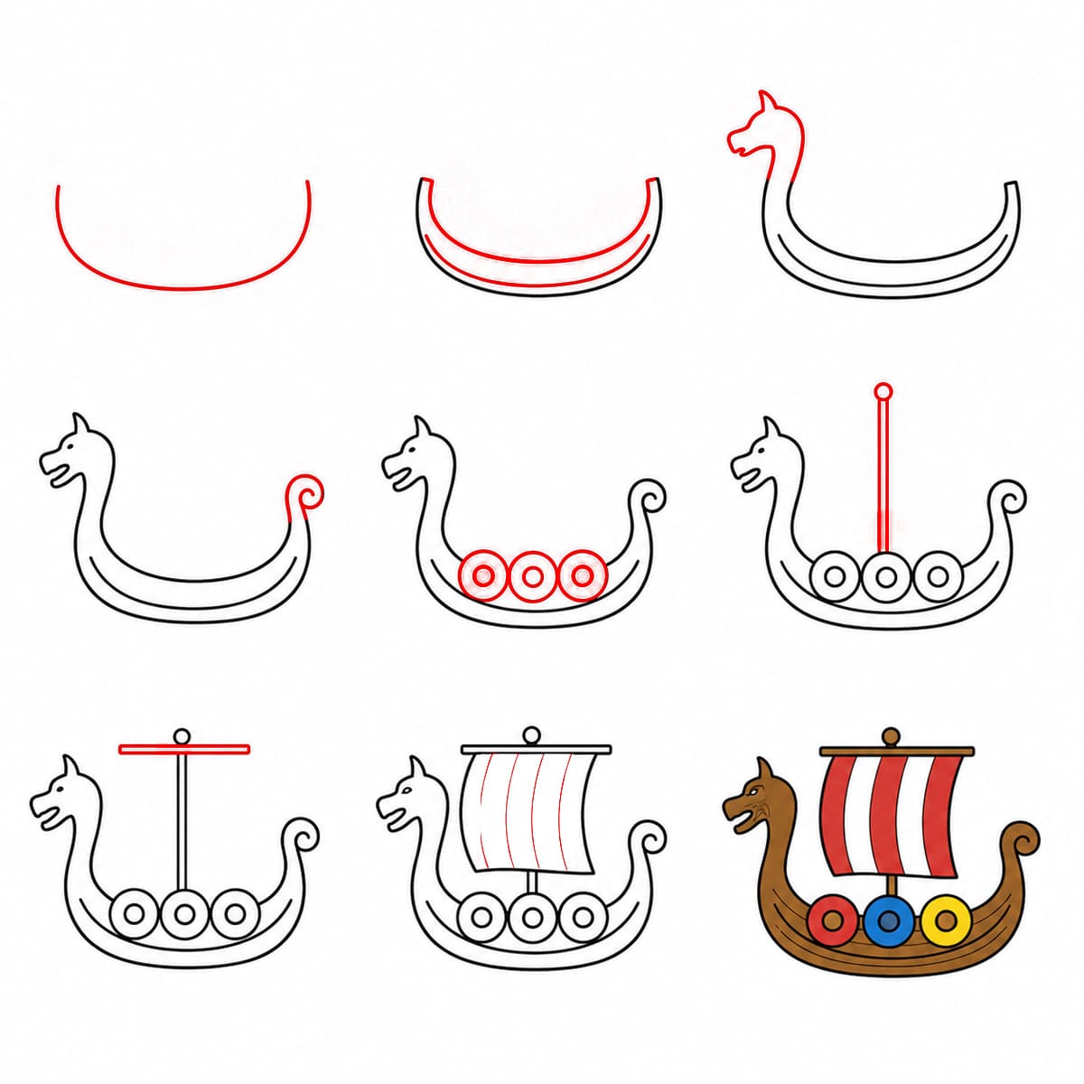 Bateau viking très simple dessin