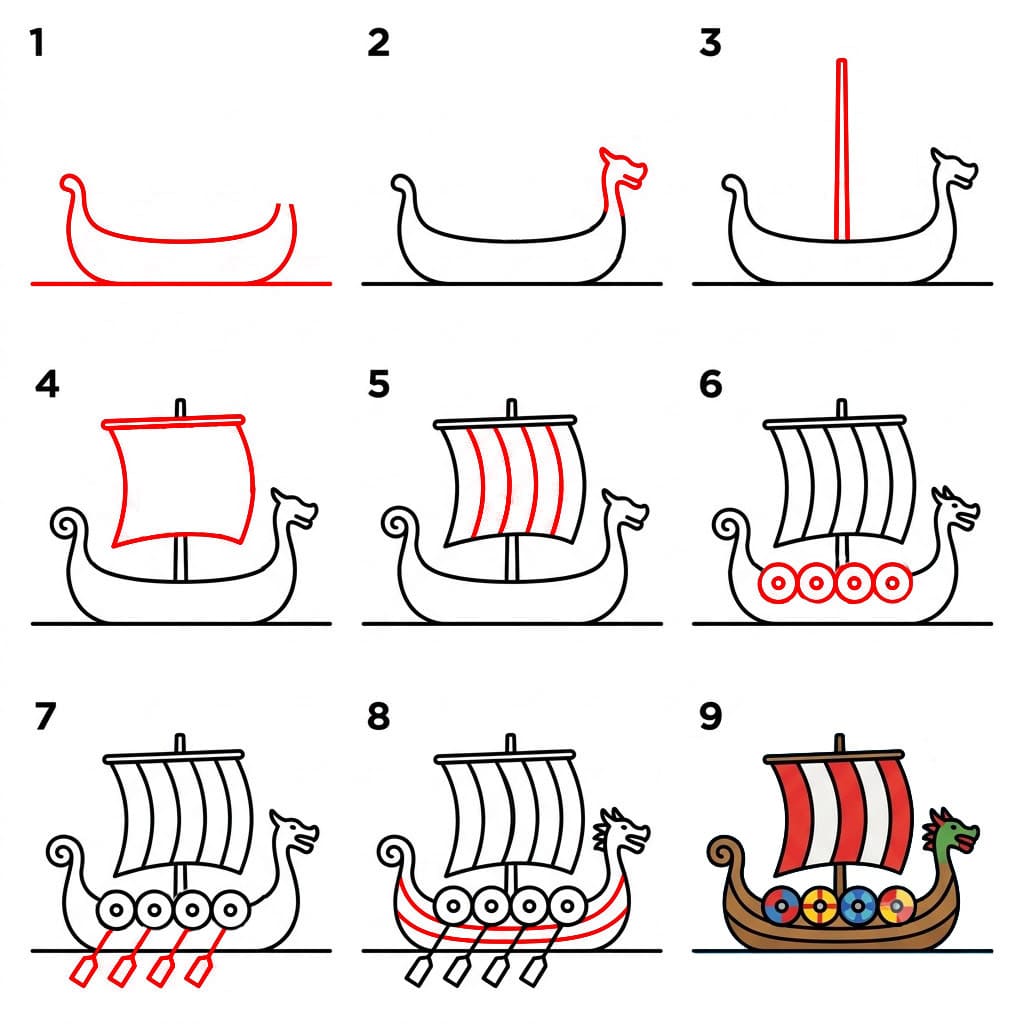 Beau bateau viking dessin
