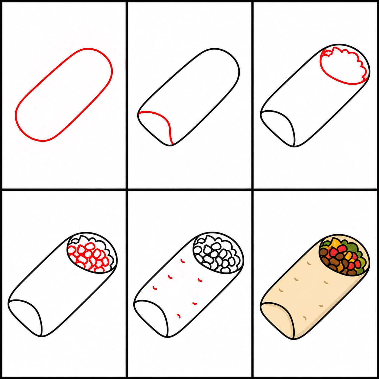 Burrito plat mexicain dessin