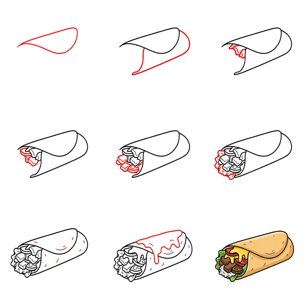 Burrito savoureux dessin