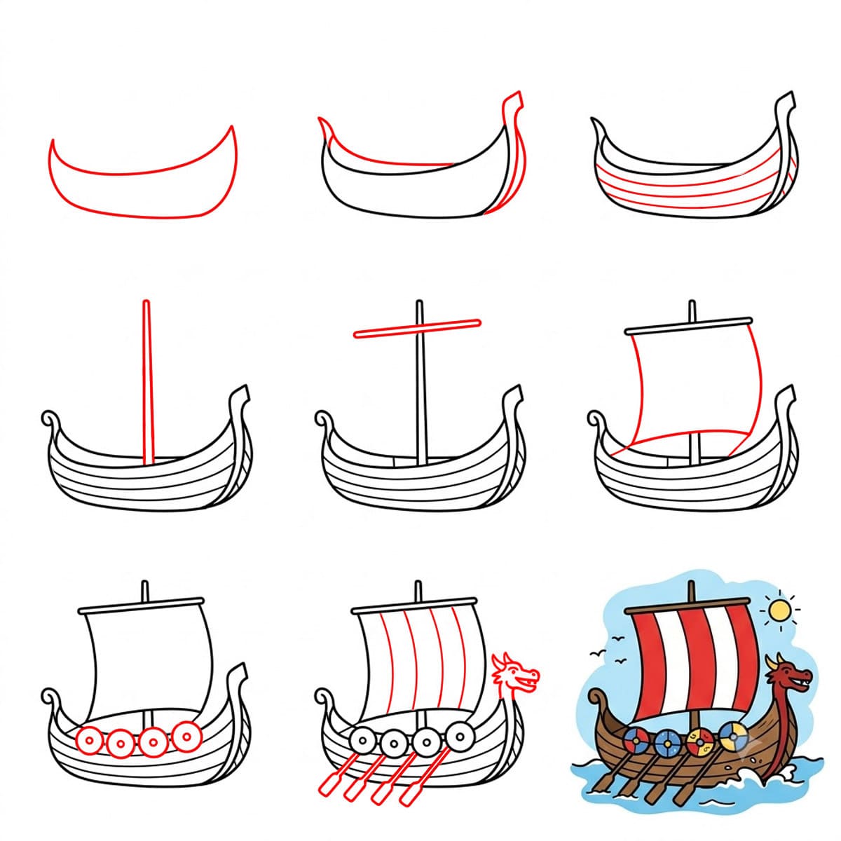 Image de bateau viking dessin