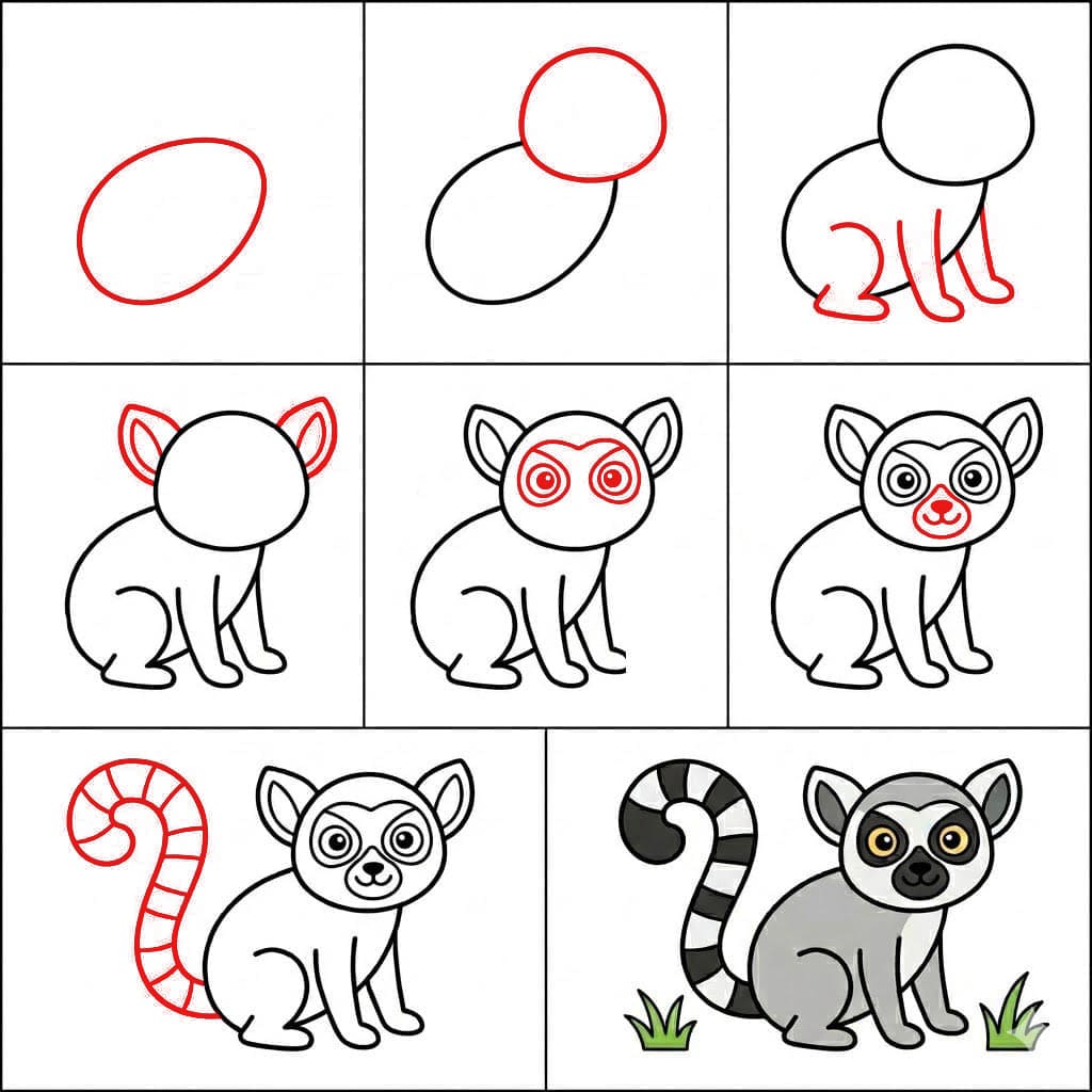 Image de lémurien joyeux dessin