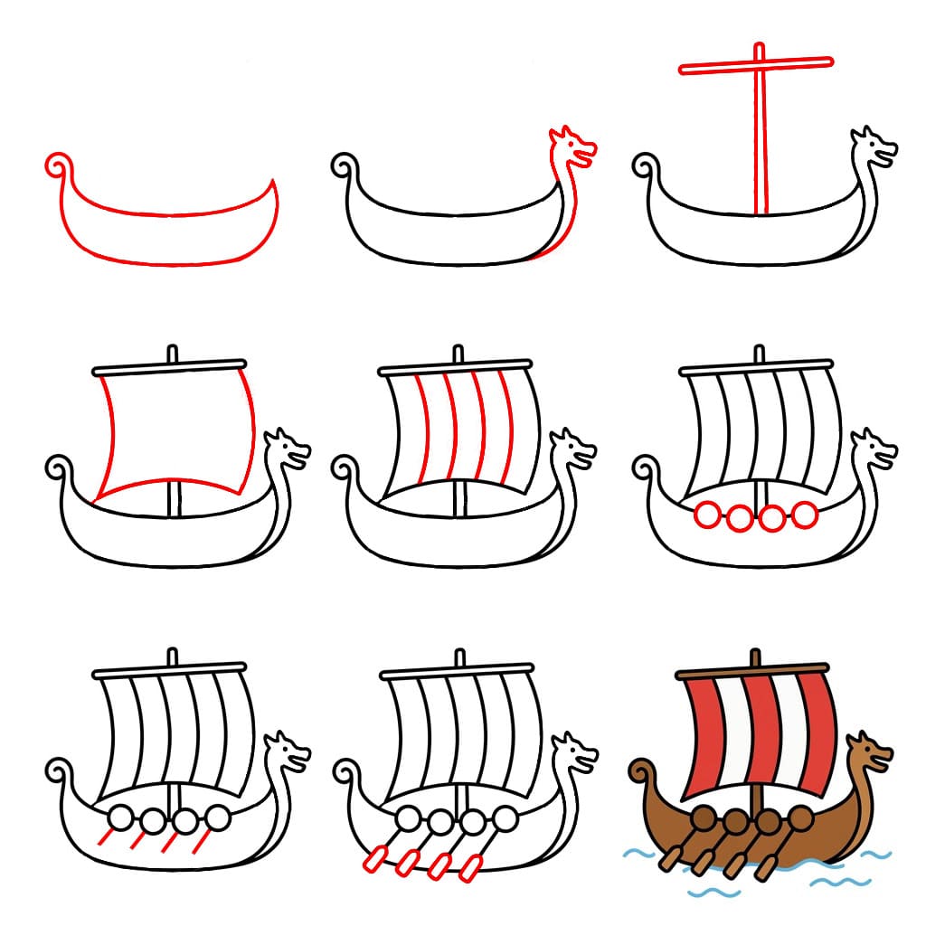 Image gratuite de bateau viking dessin