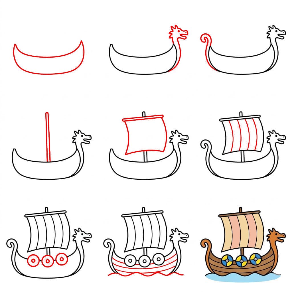 Impression de bateau viking dessin