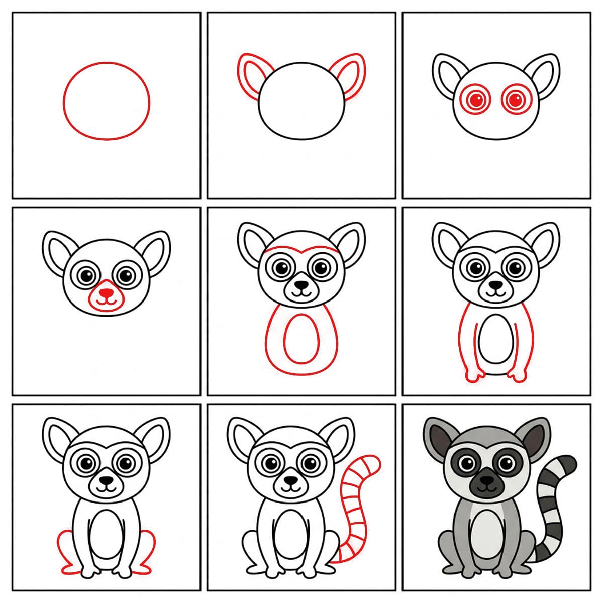 Lémurien aux grandes yeux dessin