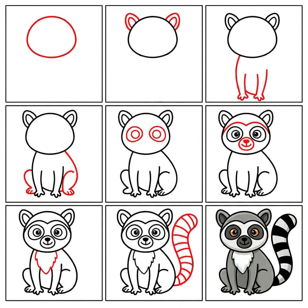 Lémurien pour enfants dessin