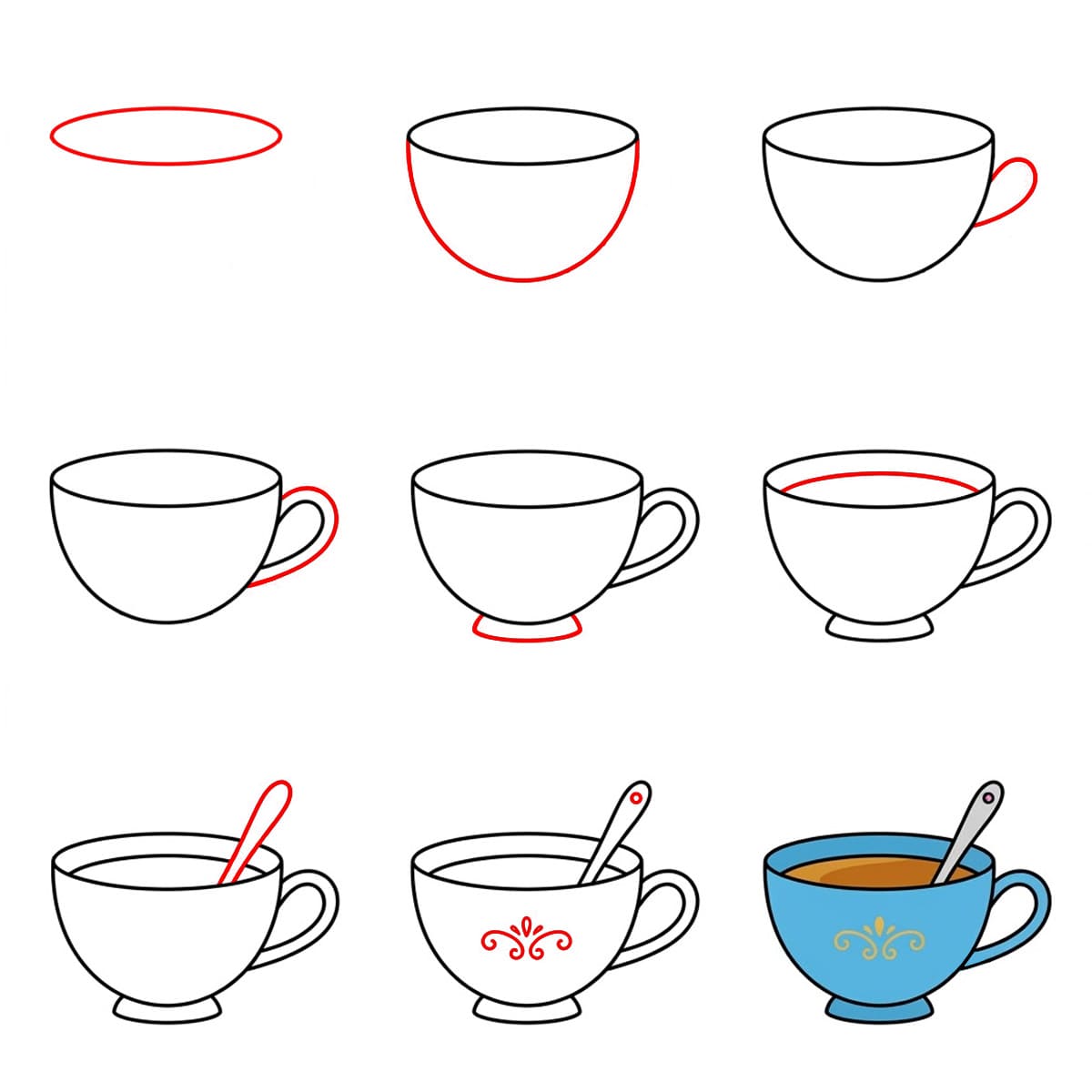 Tasse à thé bleue dessin