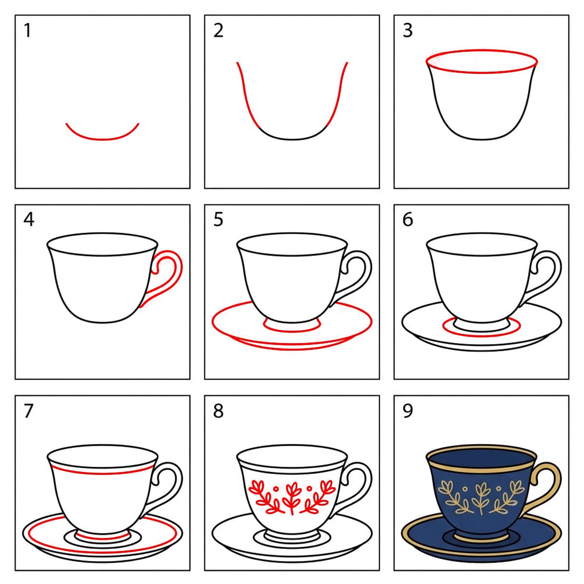 Tasse à thé élégante dessin